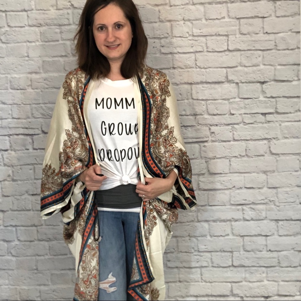 Umgee | Scarf Print Dolman Long Sleeve Kimono
